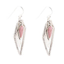 Pink Rhodonite Shield Sterling Silver Drop Earrings