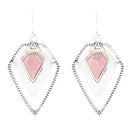 Pink Rhodonite Shield Sterling Silver Drop Earrings