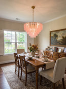 Pink Ridged Glass Rectangle Chandelier