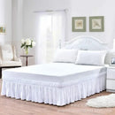 GobekUsa Elastic Bed Skirt - Soft Wrap Around Ruffles - Fade Resistant Solid Color