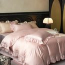 GobekUsa 1000TC Luxury Embroidery Ruffles Bedding Set with Soft Silky Feel