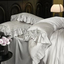 GobekUsa 1000TC Luxury Embroidery Ruffles Bedding Set with Soft Silky Feel