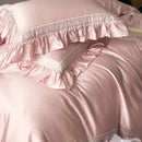 GobekUsa 1000TC Luxury Embroidery Ruffles Bedding Set with Soft Silky Feel