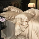 GobekUsa 1000TC Luxury Embroidery Ruffles Bedding Set with Soft Silky Feel