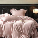 GobekUsa 1000TC Luxury Embroidery Ruffles Bedding Set with Soft Silky Feel