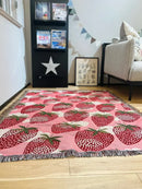 GobekUsa Cat Strawberry Knitted Blanket Sofa Cover