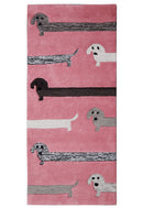 Pink Stretchy Pup Hand Tufted 3x6 Wool Area Rug