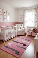 Pink Stretchy Pup Hand Tufted 3x6 Wool Area Rug
