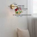 GobekUsa Copper Butterfly Glass Wall Light Fixture Up Down Rotate LED Bedside Lamp