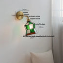 GobekUsa Copper Butterfly Glass Wall Light Fixture Up Down Rotate LED Bedside Lamp