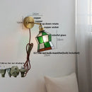 GobekUsa Copper Butterfly Glass Wall Light Fixture Up Down Rotate LED Bedside Lamp
