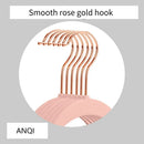 Pink velvet and gold wooden 45cm flocking hanger bedroom trousers rack by Decorbites