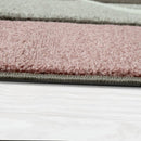 Pink White Area Rug Modern Contour Cut Pastel Colors