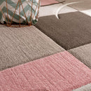 Pink White Area Rug Modern Contour Cut Pastel Colors