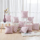Pink & white cotton flower embroidered geometry pillow living room by Decorbites