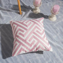 Pink & white cotton flower embroidered geometry pillow living room by Decorbites