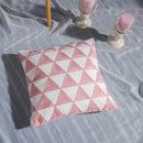 Pink & white cotton flower embroidered geometry pillow living room by Decorbites