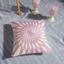 Pink & white cotton flower embroidered geometry pillow living room by Decorbites