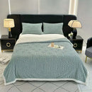 GobekUsa Double Layered Flannel Arch Jacquard Plush Blanket - Warm & Cozy Coral Fleece Quilt