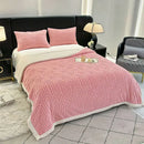 GobekUsa Double Layered Flannel Arch Jacquard Plush Blanket - Warm & Cozy Coral Fleece Quilt