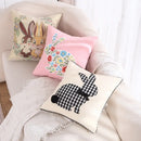 Pink & white floral embroidered bunny cushion cover living room decor by Decorbites