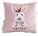 Pink & white floral embroidered bunny cushion cover living room decor by Decorbites