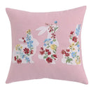 Pink & white floral embroidered bunny cushion cover living room decor by Decorbites