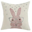 Pink & white floral embroidered bunny cushion cover living room decor by Decorbites
