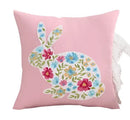 Pink & white floral embroidered bunny cushion cover living room decor by Decorbites