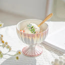 Pink & white gradient gloss ceramic dessert bowl dining room goblet by Decorbites