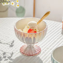 Pink & white gradient gloss ceramic dessert bowl dining room goblet by Decorbites