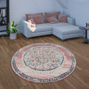 Pink White Outdoor Rug For Patio Oriental Pattern