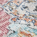 Pink White Outdoor Rug For Patio Oriental Pattern