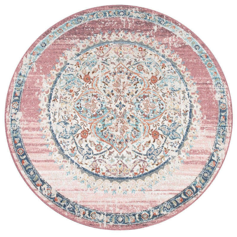 Pink White Outdoor Rug For Patio Oriental Pattern