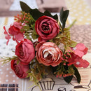 Pink & white silk tea rose ranunculus bouquet wedding decor by Decorbites