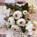 Pink & white silk tea rose ranunculus bouquet wedding decor by Decorbites