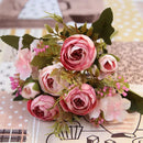 Pink & white silk tea rose ranunculus bouquet wedding decor by Decorbites