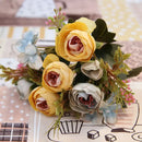 Pink & white silk tea rose ranunculus bouquet wedding decor by Decorbites