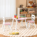 Wood Activity Kids Table and Chair Set with Center Mesh Storage for Snack Time and Homework-Pink by LJGDeals