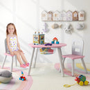 Wood Activity Kids Table and Chair Set with Center Mesh Storage for Snack Time and Homework-Pink by LJGDeals