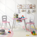 Wood Activity Kids Table and Chair Set with Center Mesh Storage for Snack Time and Homework-Pink by LJGDeals