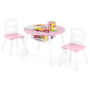 Wood Activity Kids Table and Chair Set with Center Mesh Storage for Snack Time and Homework-Pink by LJGDeals