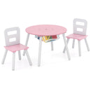 Wood Activity Kids Table and Chair Set with Center Mesh Storage for Snack Time and Homework-Pink