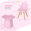 Wooden Kids Activity Table and Chairs Set with Padded Seat-Pink by LJGDeals