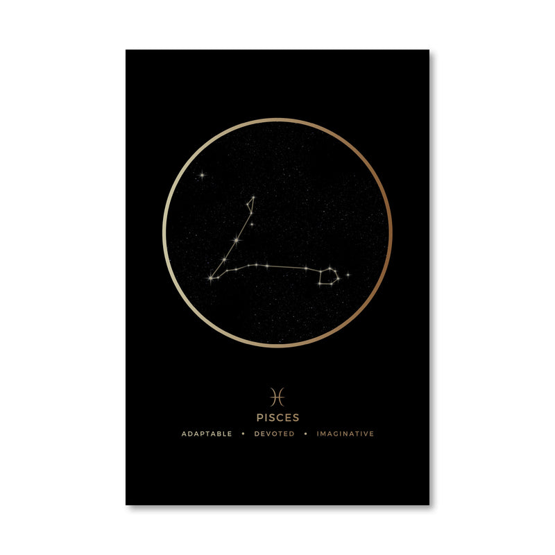 Pisces Traits Gold Canvas