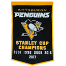 Pittsburgh Penguins Stanley Cup Wool Dynasty Banner by Dynasty Sports & Framing
