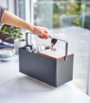 Makeup Organizer with Mirror - Steel + Wood by Yamazaki Home