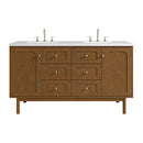 James Martin Laurent 60" Dual Mount Double Bathroom Vanity, Honey Oak