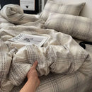 GobekUsa Cotton Grid Bedding Set - Soft & Stylish Bed Sheet, Quilt Cover Kit