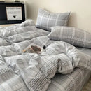 GobekUsa Cotton Grid Bedding Set - Soft & Stylish Bed Sheet, Quilt Cover Kit
